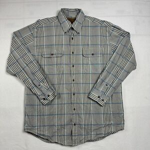 Duck Head Expedition Men's Large Button-Down Shirt Blue Plaid Check Long Sleeve
